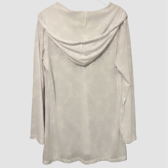 Soma Live Loungewear White Pull On Hooded Long Sleeve Shirt Lightweight Large - Picture 3 of 8